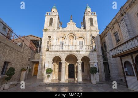 La Chiesa di Cana in Terra Santa, costruito sul sito di Gesù il primo miracolo, Israele. Foto Stock