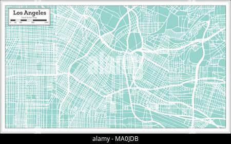 Los Angeles California USA Mappa della città in stile retrò. Mappa di contorno. Illustrazione Vettoriale. Illustrazione Vettoriale