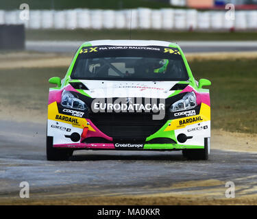 Silverstone, Northamptonshire, Inghilterra, 26 marzo 2018, Gregoire Demoustier, Peugeot 208 RX, per la FIA World Rallycross Championship, a 2018 W Foto Stock