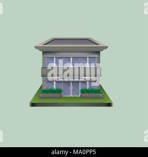 Solitario edificio permanente di vetro e cemento Illustrazione Vettoriale