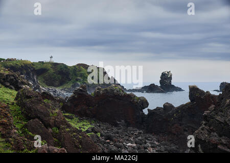 Seopjikoji è a capo alla fine della sponda orientale dell'Isola di Jeju. Il luogo è famoso per le riprese sito di cinema e fiction. Foto Stock