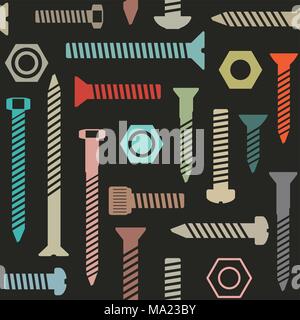 Vector pattern seamless sfondo con viti e dadi. Illustrazione Vettoriale