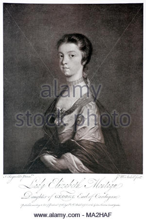 Signora Elizabeth Montagu, 1743 - 1827, figlia di George Montagu primo duca di Montagu e conte di Cardigan, illustrazione di antiquariato pubblicato nel 1903 da un dipinto originale di Sir Joshua Reynolds circa 1760 Foto Stock