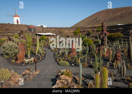 Il giardino dei Cactus progettato da Cesar Manrique a Lanzarote Foto Stock
