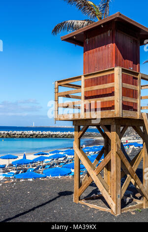 Playa blanca playa flamingo beach resort per vacanze isole Canarie di Lanzarote, un isola spagnola, al largo della costa nord ovest africa 2018 Foto Stock