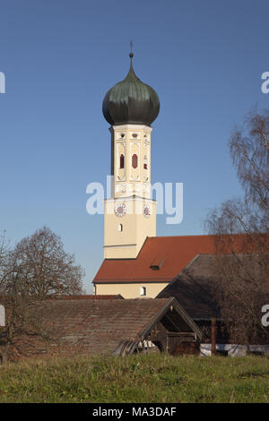 Chiesa parrocchiale di Saint Martin in Waakirchen, Alta Baviera, Baviera, Germania meridionale, Germania, Foto Stock