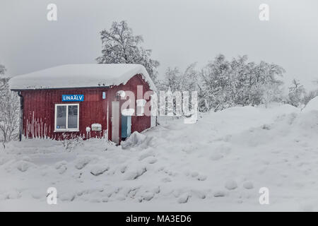 Viaggio in treno da Kiruna per Boden, Svezia Foto Stock
