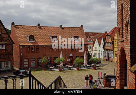 L'Europa, Germania, Schleswig-Holstein, Lauenburg Lakes, Mölln (città), Marktplatz (piazza del mercato), la Città Vecchia, Foto Stock