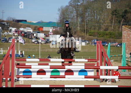 Burnham Market, Norfolk, Regno Unito. 29 marzo, 2018. 29/03/18 Burnham mercato,Norfolk,UK.Day1 dei ritiri a piedi nudi Burnham Market International Horse Trials.piloti competere nel cross country. Credito: Scott Carruthers/Alamy Live News Foto Stock