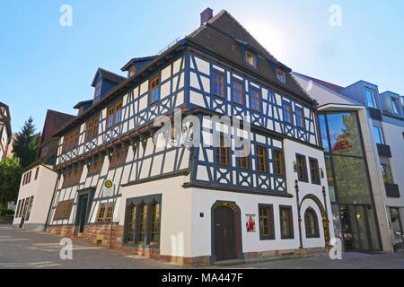 La casa di Lutero a Eisenach nel Land di Turingia, Germania Foto Stock