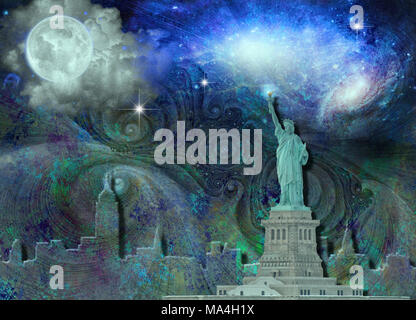 La città di New York skyline Fantasy Foto Stock