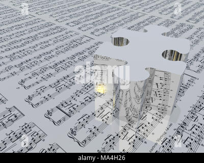 Pezzo di puzzle e notazione musicale. Standard waltz notes Foto Stock