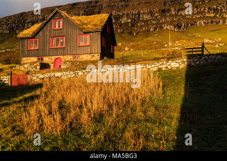 Paesaggio impressione in Kirkjubour, Streymoy, Isole Faerøer Foto Stock