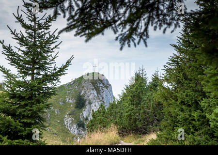 In Germania, in Baviera, bavarese Foreland alpino, Lenggries, vista da Vorderer Kirchstein durante la traversata dal Brauneck a Benediktenwand (montagna) Foto Stock