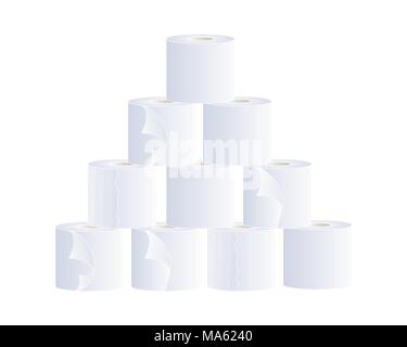 Una illustrazione vettoriale in formato eps formato 10 di una risma di carta bianca rotoli di carta igienica isolato su uno sfondo bianco Illustrazione Vettoriale