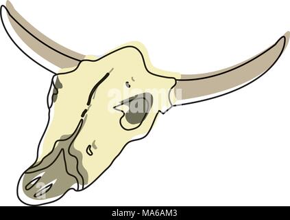 Spostate il colore buffalo animale cranio morto nel deserto Illustrazione Vettoriale