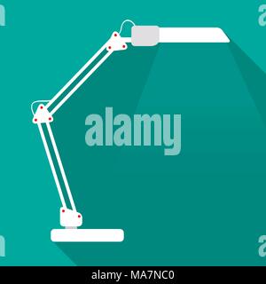 Moderna lampada da tavolo icona, design piatto stile con lunga ombra. Illustrazione Vettoriale. Semplice Bianco Lampada in plastica Illustrazione Vettoriale