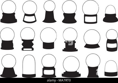 Insieme di diversi Snow Globe isolato su bianco Illustrazione Vettoriale