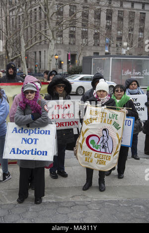 International dono della vita rally annuale e a piedi del Movimento per la vita di gruppi e individui ha avuto luogo la domenica delle Palme Marzo 24, 2018 in Lower Manhattan. Foto Stock