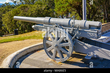 Tedesco ha effettuato 135-mm Krupp pistola sul display del Dominion Observatory, Wellington, Nuova Zelanda Foto Stock
