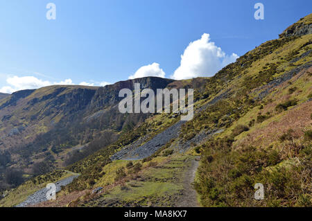 Berwyn Cadair montagne a Pistyll Rhaeadr Foto Stock