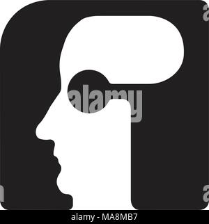 Font inglese lettera maiuscola un logo di un logotipo - il volto umano del robot cyborg, per computer, tema scienza etc, in stile retrò. Illustrazione Vettoriale