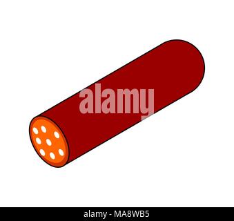 Salame stile isometrico. salsiccia isolato. Cibo illustrazione vettoriale Illustrazione Vettoriale