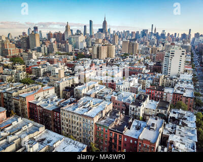 Il centro di Manhattan skyline di New York City, Stati Uniti d'America Foto Stock