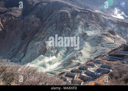 Fumo Mout Hakone a Owakudani Foto Stock