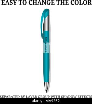 Vector penna, matita, Marker. Corporate Identity, Regalo Promozionale, Branding i modelli. Isolato. Con lo sfondo. Mock up Modello pronto per Illustrazione Vettoriale