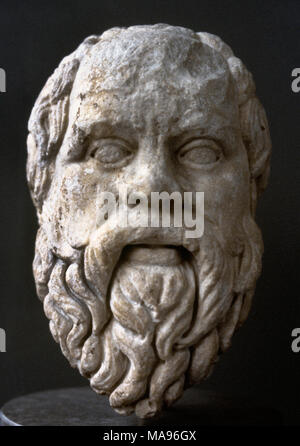 Socrates (470-399 a.C.). Greco classico filosofo. Copia romana da un originale greco busto, 380-360 A.C. British Museum. Londra, Inghilterra. Foto Stock