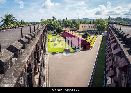 All'interno del cortile del Port Blair carcere cellulare, Andaman e Nicobar, India. Foto Stock