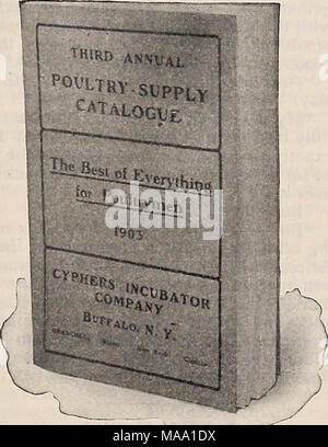 . Il poultryman orientale . Cyphers alimentazione di pollame catalogo. Il suddetto attraente immagine illustra la nuova alimentazione di pollame catalogo per il 1903 appena rilasciato dall'incubatore Cyphers Company, Buffalo, New York. Questo libro consta di 64 pagine e coperchio, 7x10 pollici di dimensioni e contiene una grande quantità di preziose informazioni su poul- provare cibi, scientifico alimentare, prodotti di trifoglio, il valore dei cibi a base di carne, ufficio di distruzione e di acari, il corretto utilizzo dei disinfettanti, come per la protezione contro le malattie del pollame, etc. etc. Essa dice molto che lei dovrebbe sapere circa il cibo di pulcino, posa di cibo, costringendo il cibo, hig Foto Stock
