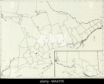 . I lombrichi (lumbricidae e sparganophilidae) dell' Ontario . Fig. 7 Il noto Ontario distribuzione di Aporreclodea icterica. 42 Foto Stock