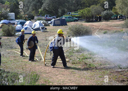 College Southwestern Fire Academy 2014 Classe 9. Accademia reclute pratica hoselay trapani Foto Stock