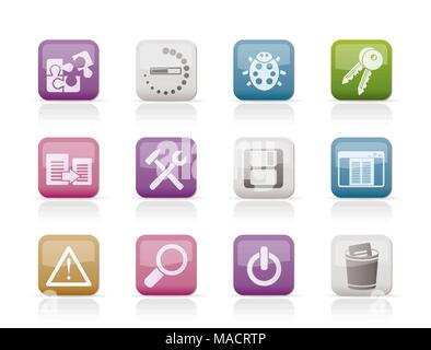 Sviluppatore, la programmazione e le icone delle applicazioni - vettore icona impostare Illustrazione Vettoriale