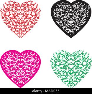 Cuore multicolore pattern impostato Illustrazione Vettoriale