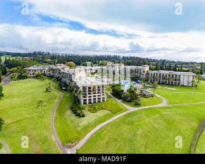 Una veduta aerea del Ritz-Carlton Hotel Kapalua, Maui, Hawaii, Stati Uniti d'America. Foto Stock