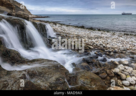 Il pulpito Rock al tramonto, Portland Bill, isola di Portland, Dorset, England, Regno Unito Foto Stock