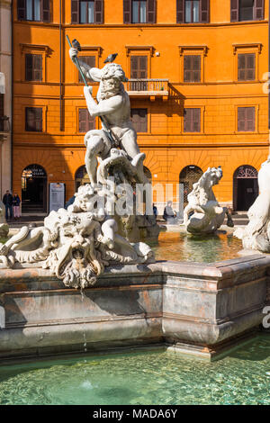 Fontana del Nettuno Piazza Navona, Roma, lazio, Italy. Foto Stock