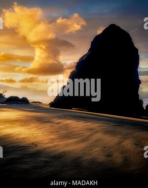 Nebbia di mattina presso la spiaggia di Porto Orgord, Oregon Foto Stock