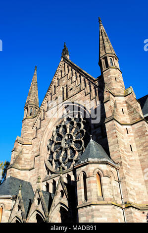 La facciata occidentale, san Paolo, tempio Luterana, Chiesa protestante del XIX secolo, Strasburgo, Alsazia, Francia, Europa Foto Stock