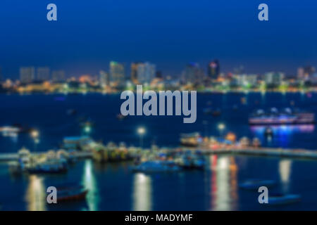 Sfocato di elevato angolo marina vista dal motoscafo a Bali Hai Pier a sud di Pattaya,Thailandia Foto Stock