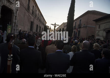 A Alcala de Henares, Madrid, Spagna. 29 Mar, 2018. Da lunedì 26 marzo a domenica 1 aprile si festeggiava la pasqua in Alcala de Henares, città patrimonio mondiale. Credito: Nacho Guadano/ZUMA filo/Alamy Live News Foto Stock