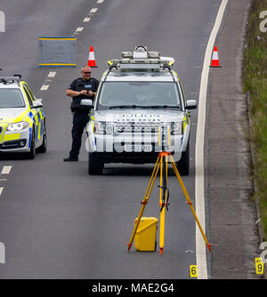 A27, Pevensey, East Sussex, Regno Unito. Il 31 marzo 2018. Sussex la polizia continua ad indagare odierna a seguito di incidenti stradali che coinvolgono una moto che si è verificato sulla A27 tra Kings Cross e Pevensey. Credito: Alan Fraser Foto Stock