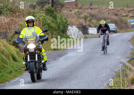 Ras Mumhan, Munster cycle race sull' isola Valentia, nella contea di Kerry, Irlanda Domenica di Pasqua 1 Aprile 2018 Foto Stock