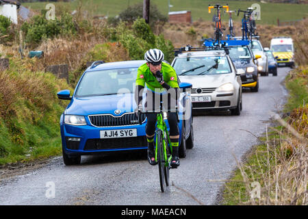 Ras Mumhan, Munster cycle race sull' isola Valentia, nella contea di Kerry, Irlanda Domenica di Pasqua 1 Aprile 2018 Foto Stock