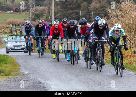 Ras Mumhan, Munster cycle race sull' isola Valentia, nella contea di Kerry, Irlanda Domenica di Pasqua 1 Aprile 2018 Foto Stock