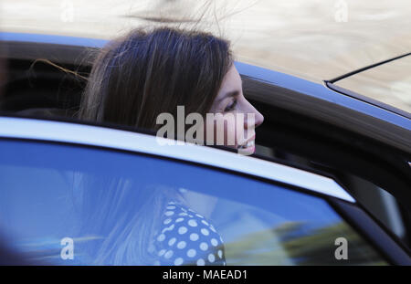 Palma di Maiorca, isole Baleari, Spagna. 1 apr, 2018. Regina letizia, di Spagna hanno partecipato alla Messa di Pasqua presso la cattedrale di Palma de Mallorca su Aprile 1, 2018 in Palma de Mallorca, Spagna. Credito: Clara Margais/ZUMA filo/Alamy Live News Foto Stock