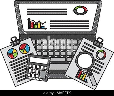 Statistiche e infographics impostare icone illustrazione vettoriale design Illustrazione Vettoriale